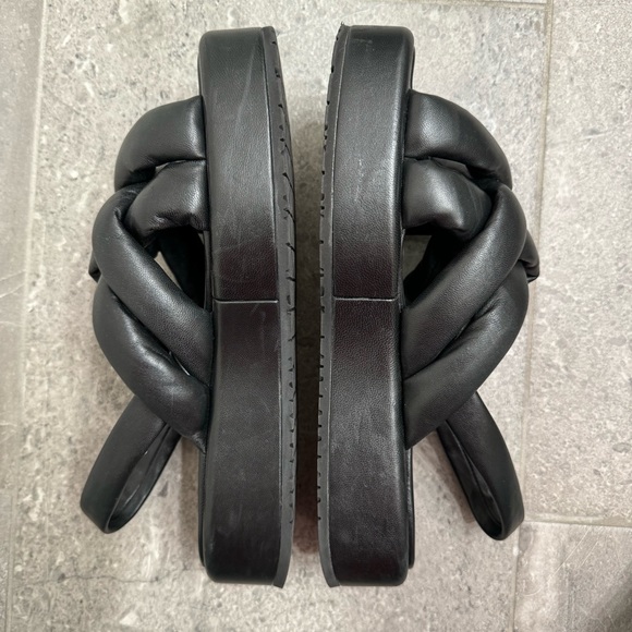 Prada Leather Slingback Weave Strap Platform Sandals, Size 9 - Picture 9 of 13